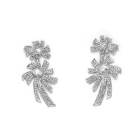 1 Pair Elegant Glam Fireworks Inlay Alloy Rhinestones Silver Plated Drop Earrings main image 2
