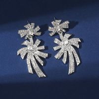 1 Pair Elegant Glam Fireworks Inlay Alloy Rhinestones Silver Plated Drop Earrings main image 4