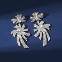 1 Paire Élégant Glamour Les Feux D'artifices Incruster Alliage Strass Plaqué Argent Boucles D'oreilles main image 4