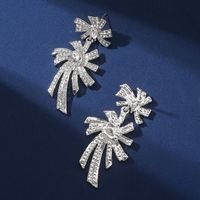 1 Pair Elegant Glam Fireworks Inlay Alloy Rhinestones Silver Plated Drop Earrings sku image 1