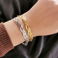 Simple Style Color Block Titanium Steel Plating Gold Plated Bracelets main image 3