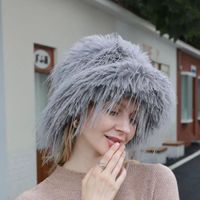 امرأة مبالغ فيه أسلوب بسيط اللون الصامد طنف واسعة قبعة دلو sku image 5