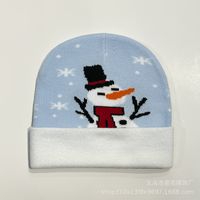 Unisex Cartoon Style Cute Basic Santa Claus Snowman Elk Printing Eaveless Wool Cap sku image 12
