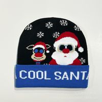 Unisex Cartoon Style Cute Basic Santa Claus Snowman Elk Printing Eaveless Wool Cap sku image 8