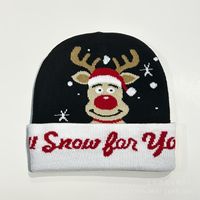 Unisex Cartoon Style Cute Basic Santa Claus Snowman Elk Printing Eaveless Wool Cap sku image 10
