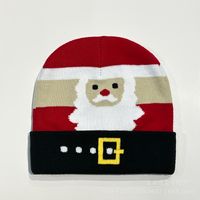 Unisex Cartoon Style Cute Basic Santa Claus Snowman Elk Printing Eaveless Wool Cap sku image 1