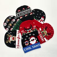 Unisex Cartoon Style Cute Basic Santa Claus Snowman Elk Printing Eaveless Wool Cap main image 4