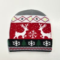 Unisex Cartoon Style Cute Basic Santa Claus Snowman Elk Printing Eaveless Wool Cap sku image 13