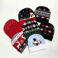 Unisex Cartoon Style Cute Basic Santa Claus Snowman Elk Printing Eaveless Wool Cap main image 2