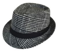 Unisex Retro British Style Plaid Flat Eaves Fedora Hat sku image 2