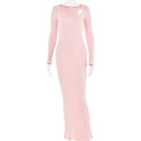Women's Bodycon Dress Sexy Square Neck Long Sleeve Solid Color Maxi Long Dress Daily sku image 10