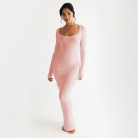 Women's Bodycon Dress Sexy Square Neck Long Sleeve Solid Color Maxi Long Dress Daily main image 3