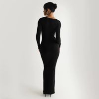 Women's Bodycon Dress Sexy Square Neck Long Sleeve Solid Color Maxi Long Dress Daily main image 4