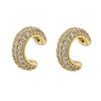 1 Paire Décontractée Style Classique Forme C Placage Incruster Le Cuivre Zircon Plaqué Or 18k Clips D'oreille main image 9