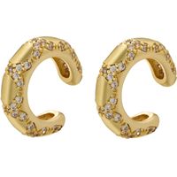 1 Pair Casual Classic Style C Shape Plating Inlay Copper Zircon 18k Gold Plated Ear Cuffs main image 10