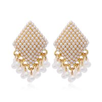 1 Pair Elegant Simple Style Geometric Inlay Alloy Pearl Gold Plated Drop Earrings main image 2