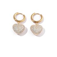 1 Pair Luxurious Streetwear Heart Shape Plating Inlay Stainless Steel Copper Zircon 18k Gold Plated Drop Earrings main image 3