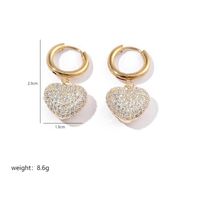 1 Paire Luxueux Vêtement De Rue Forme De Cœur Placage Incruster Acier Inoxydable Le Cuivre Zircon Plaqué Or 18k Boucles D'oreilles sku image 2