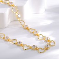 Vintage Style Heart Shape Copper Enamel Plating Inlay Zircon 18k Gold Plated Necklace main image 8