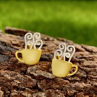 1 Paire Style Vintage Pastorale Café Tasse Placage Argent Sterling Boucles D'oreilles main image 3