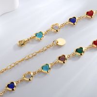 Vintage Style Heart Shape Copper Enamel Plating Inlay Zircon 18k Gold Plated Necklace main image 5