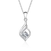 Simple Style Geometric Solid Color Sterling Silver Gra Plating Inlay Moissanite Pendant Necklace sku image 1
