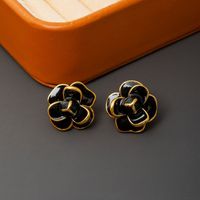 1 Pair Chinoiserie Vintage Style Flower Copper Ear Studs sku image 2