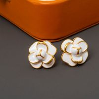 1 Pair Chinoiserie Vintage Style Flower Copper Ear Studs sku image 1