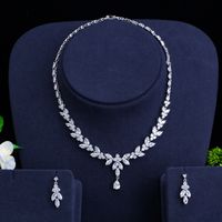 Copper 18K Gold Plated White Gold Plated Rhodium Plated Elegant Shiny Plating Inlay Flower Snowflake Artificial Gemstones Earrings Necklace main image 1