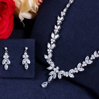Copper 18K Gold Plated White Gold Plated Rhodium Plated Elegant Shiny Plating Inlay Flower Snowflake Artificial Gemstones Earrings Necklace main image 5