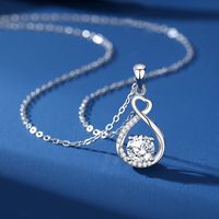 Style Simple Géométrique Forme De Cœur Argent Sterling Gra Placage Incruster Moissanite Pendentif main image 5