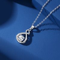 Simple Style Geometric Heart Shape Sterling Silver Gra Plating Inlay Moissanite Pendant Necklace main image 4