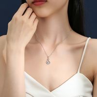 Simple Style Geometric Heart Shape Sterling Silver Gra Plating Inlay Moissanite Pendant Necklace main image 3