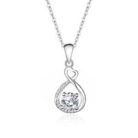 Simple Style Geometric Heart Shape Sterling Silver Gra Plating Inlay Moissanite Pendant Necklace sku image 1