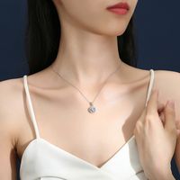 Simple Style Geometric Square Sterling Silver Gra Plating Inlay Moissanite Pendant Necklace main image 3