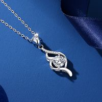 Einfacher Stil Geometrisch Einfarbig Sterling Silber Gra Überzug Inlay Moissanit Halskette Mit Anhänger main image 4
