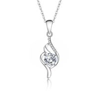 Simple Style Geometric Solid Color Sterling Silver Gra Plating Inlay Moissanite Pendant Necklace sku image 1