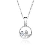 Simple Style Circle Butterfly Sterling Silver Gra Plating Inlay Moissanite Pendant Necklace sku image 3