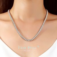 Simple Style Geometric Solid Color Sterling Silver Gra Plating Inlay Moissanite Necklace main image 5