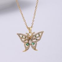 Wholesale Vintage Style Butterfly Stainless Steel Plating Inlay 18k Gold Plated Zircon Pendant Necklace main image 1