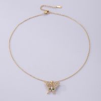Wholesale Vintage Style Butterfly Stainless Steel Plating Inlay 18k Gold Plated Zircon Pendant Necklace main image 6