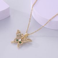 Wholesale Vintage Style Butterfly Stainless Steel Plating Inlay 18k Gold Plated Zircon Pendant Necklace main image 2