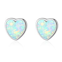 1 Pair Elegant Simple Style Heart Shape Plating Sterling Silver Ear Studs sku image 1