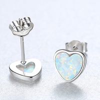 1 Pair Elegant Simple Style Heart Shape Plating Sterling Silver Ear Studs main image 1