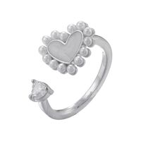 Casual Simple Style Classic Style Heart Shape Petal Snake Copper Plating Hollow Out Inlay Artificial Pearls Zircon 18k Gold Plated Open Rings sku image 6