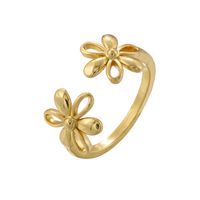Casual Simple Style Classic Style Heart Shape Petal Snake Copper Plating Hollow Out Inlay Artificial Pearls Zircon 18k Gold Plated Open Rings sku image 3