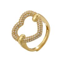 Casual Simple Style Classic Style Heart Shape Petal Snake Copper Plating Hollow Out Inlay Artificial Pearls Zircon 18k Gold Plated Open Rings sku image 9