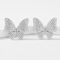 1 Paar Elegant Glam Klassisch Schmetterling Überzug Inlay Sterling Silber Künstlicher Zirkon Weißgold Plattiert Überzogen Mit Rhodium Ohrstecker main image 5