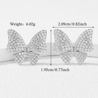 1 Pair Elegant Glam Classical Butterfly Plating Inlay Sterling Silver Artificial Zircon White Gold Plated Rhodium Plated Ear Studs sku image 1