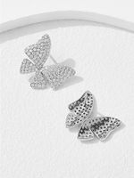 1 Pair Elegant Glam Classical Butterfly Plating Inlay Sterling Silver Artificial Zircon White Gold Plated Rhodium Plated Ear Studs main image 4